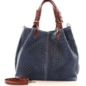 granatowa włoska torebka typu shopper - carina treccia