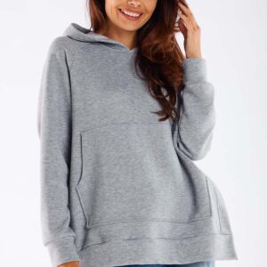 bluza z kieszenią kangurką - szara