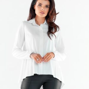elegancka koszula z dłuższym tyłem - biała
