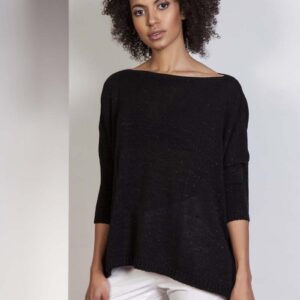 czarny oversizowy sweter z metaliczną nitką